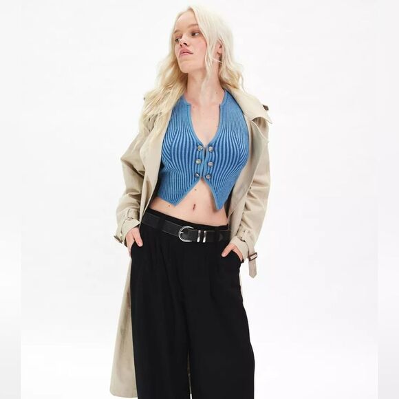 silence + noise Jackets & Blazers - Silence + Noise Janet Sweater blue robbed Vest size xl